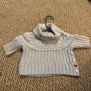 Matilda Jane Light Gray Cable Knit Short Sleeve Turtleneck Sweater
